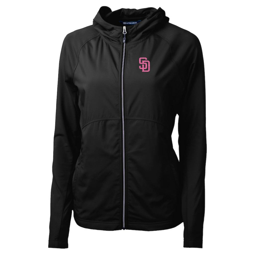 Black San Diego Padres Cutter & Buck Women's City Connect Adapt Eco Knit Hybrid Recycled Full-Zip Hoodie