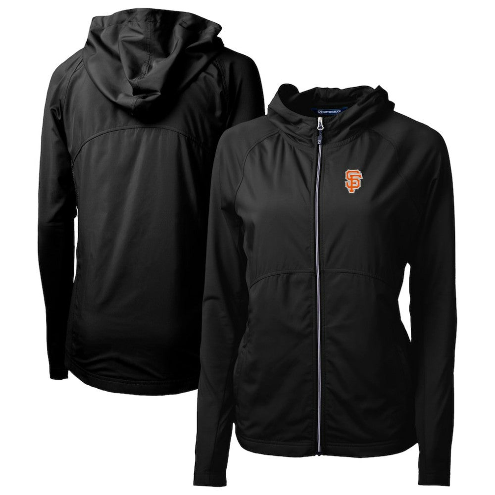 Black San Francisco Giants Cutter & Buck Women's City Connect Adapt Eco Knit Hybrid Recycled Full-Zip Hoodie
