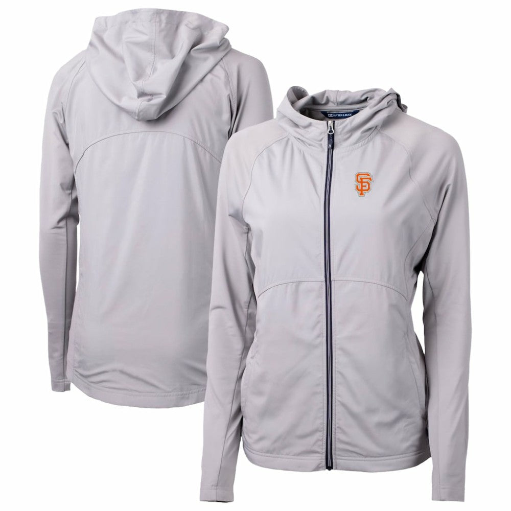 Gray San Francisco Giants Cutter & Buck Women's City Connect Adapt Eco Knit Hybrid Recycled Full-Zip Hoodie