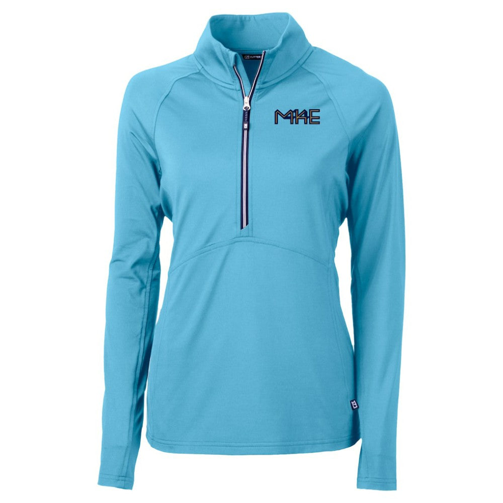 Powder Blue Milwaukee Brewers Cutter & Buck Women's City Connect Adapt Eco Knit Recycled Half-Zip Pullover Top