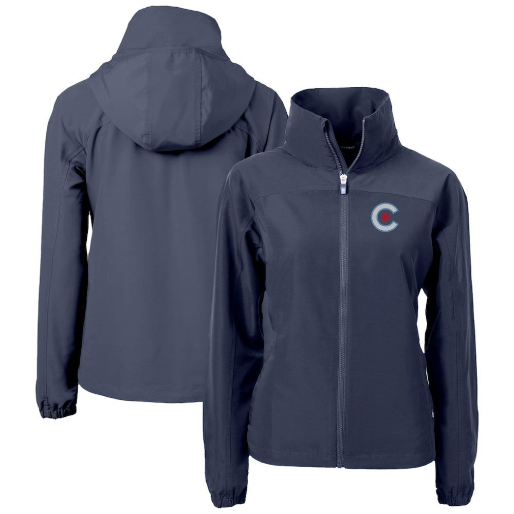 Navy Chicago Cubs Cutter & Buck Women's City Connect Charter Eco Recycled Full-Zip Jacket