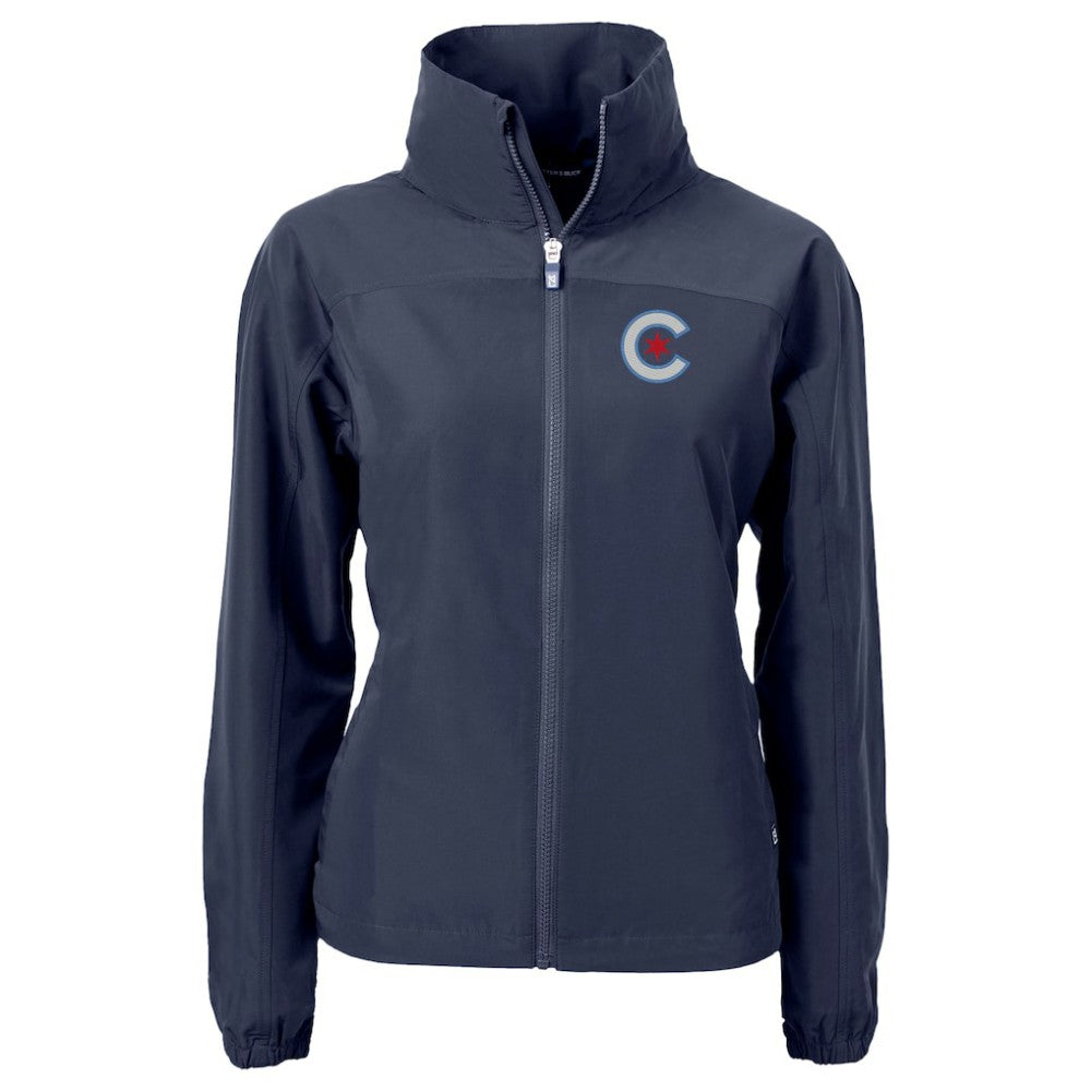 Navy Chicago Cubs Cutter & Buck Women's City Connect Charter Eco Recycled Full-Zip Jacket