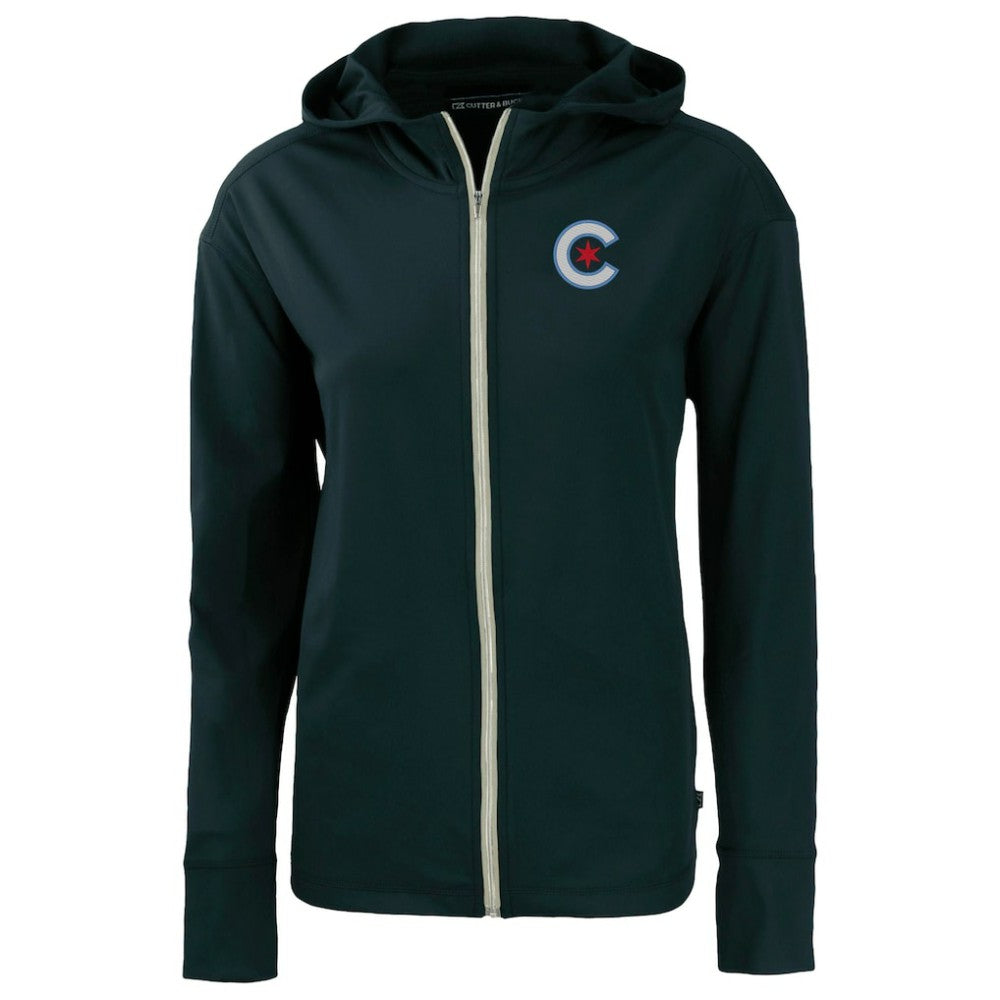 Navy Chicago Cubs Cutter & Buck Women's City Connect Daybreak Eco Recycled Full-Zip Hoodie