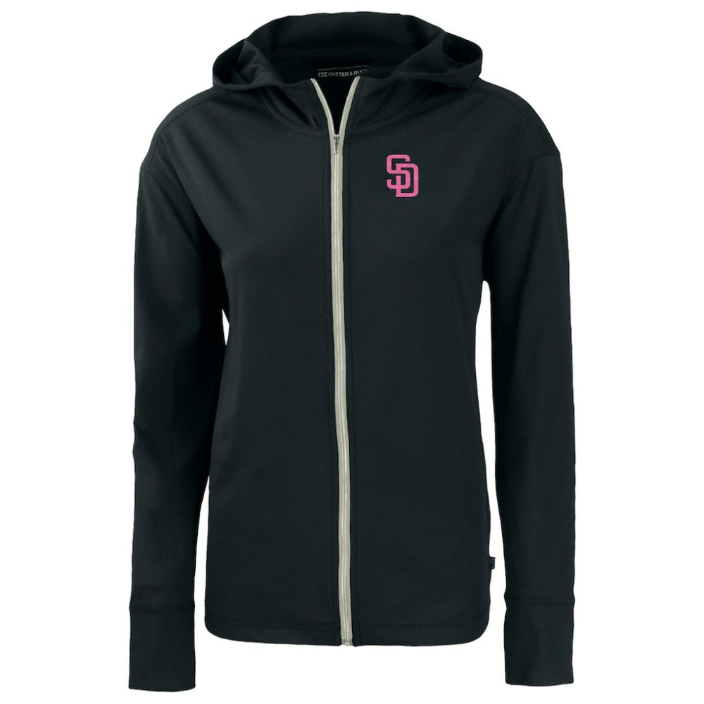 Black San Diego Padres Cutter & Buck Women's City Connect Daybreak Eco Recycled Full-Zip Hoodie