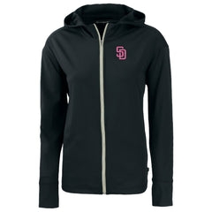 Black San Diego Padres Cutter & Buck Women's City Connect Daybreak Eco Recycled Full-Zip Hoodie