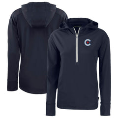 Navy Chicago Cubs Cutter & Buck Women's City Connect Daybreak Eco Recycled Half-Zip Hoodie