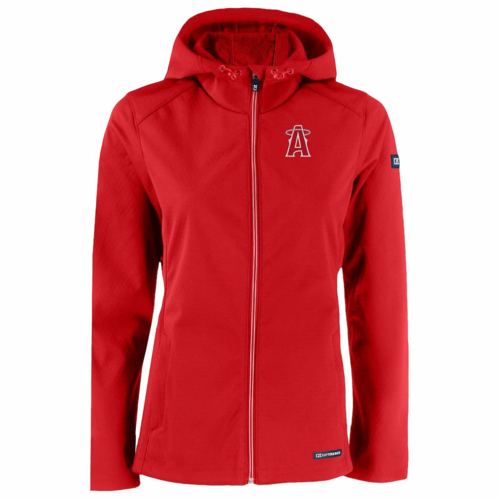 Red Los Angeles Angels Cutter & Buck Women's City Connect Evoke Eco Softshell Recycled Full-Zip Hoodie Jacket