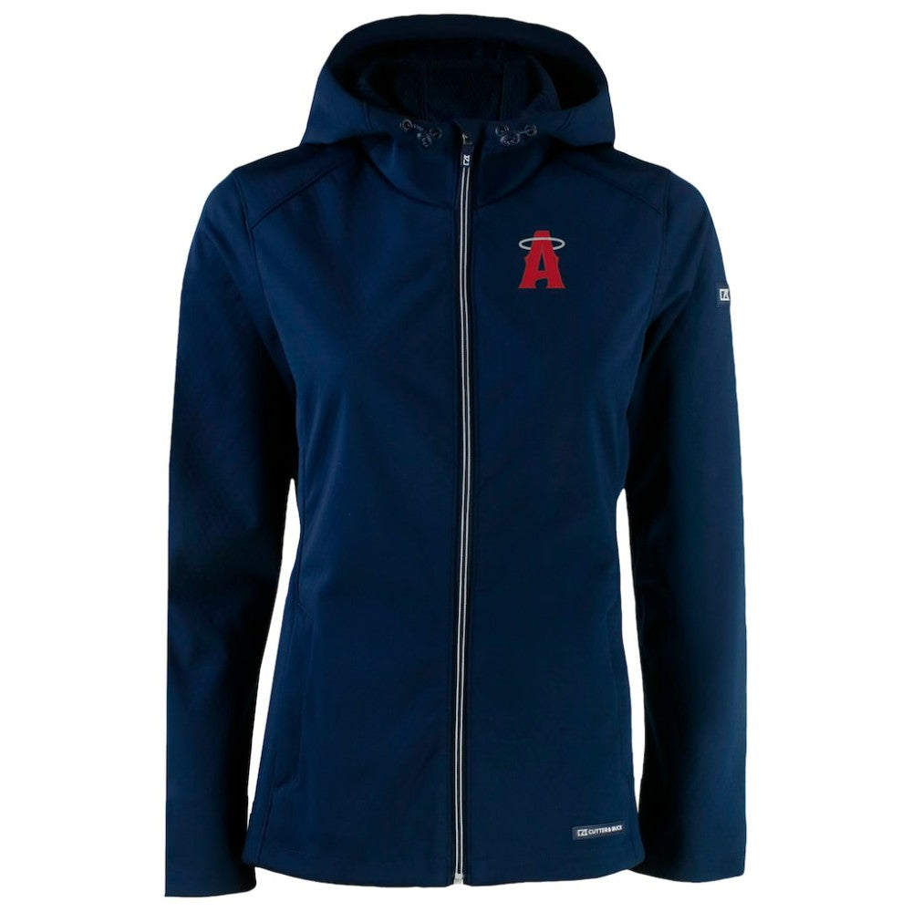 Navy Los Angeles Angels Cutter & Buck Women's City Connect Evoke Eco Softshell Recycled Full-Zip Hoodie Jacket
