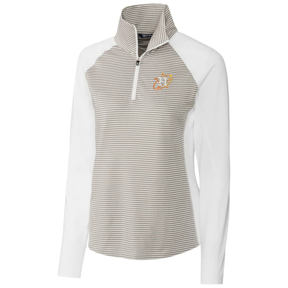 White Houston Astros Cutter & Buck Women's City Connect Forge Tonal Stripe Stretch Half-Zip Pullover Top