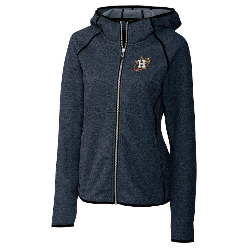Heather Navy Houston Astros Cutter & Buck Women's City Connect Mainsail Full-Zip Hooded Jacket