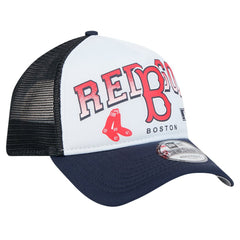 White Boston Red Sox New Era Retro Wordmark 9FORTY A-Frame Trucker Adjustable Hat