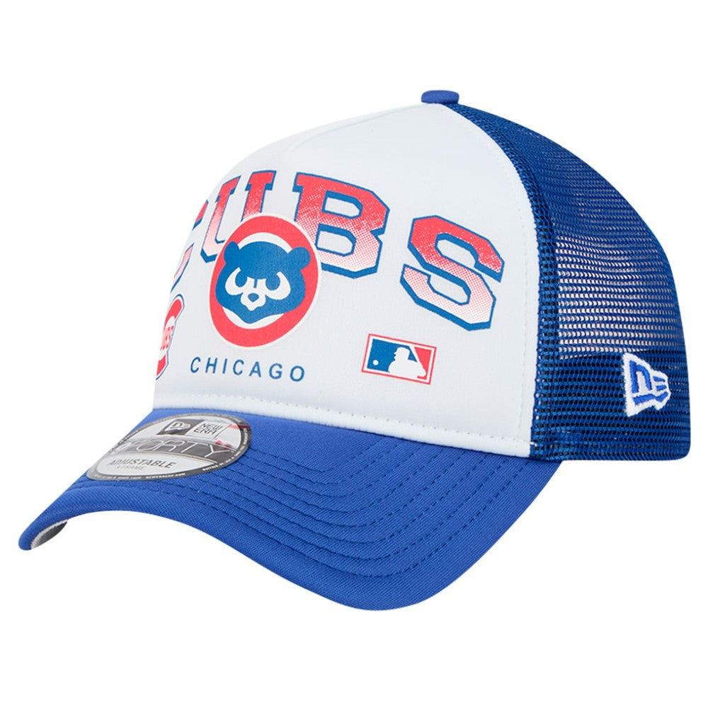 White Chicago Cubs New Era Retro Wordmark 9FORTY A-Frame Trucker Adjustable Hat