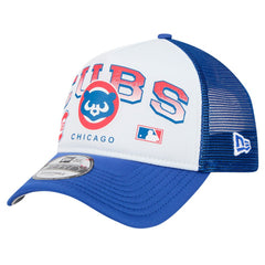 White Chicago Cubs New Era Retro Wordmark 9FORTY A-Frame Trucker Adjustable Hat