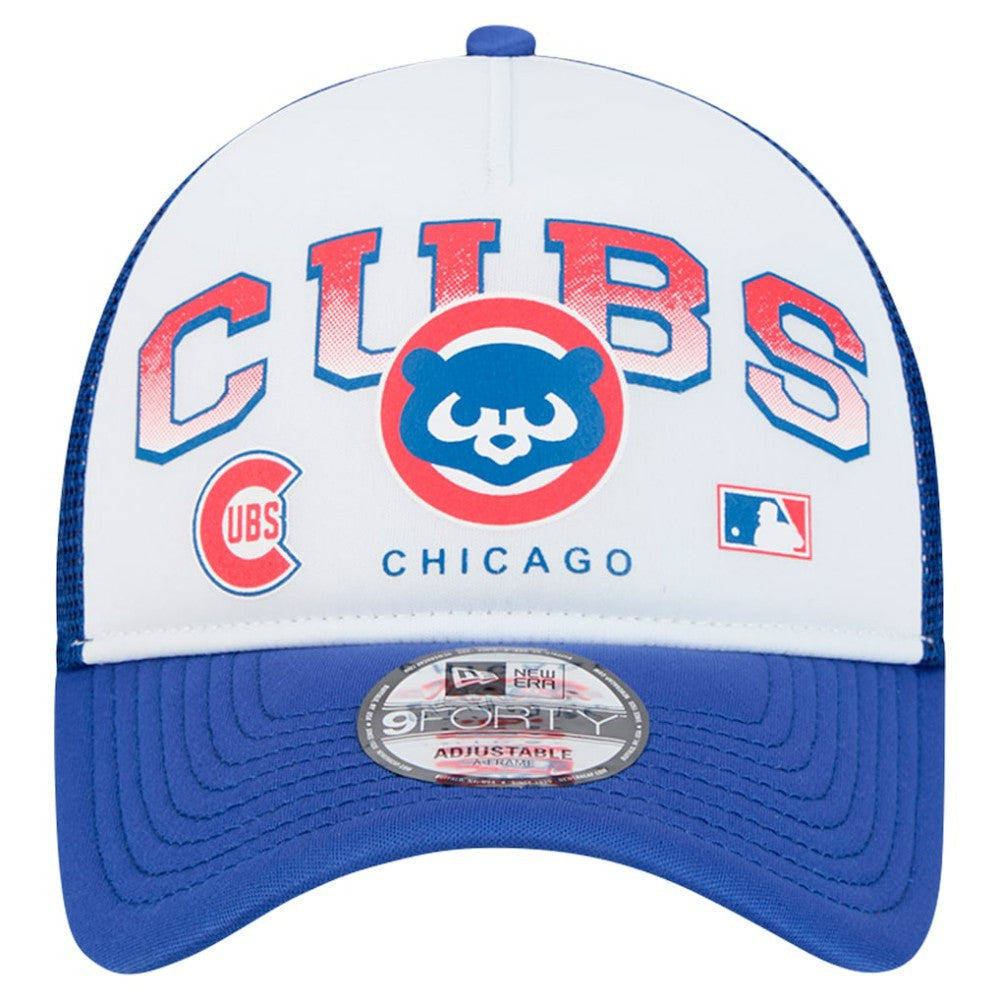 White Chicago Cubs New Era Retro Wordmark 9FORTY A-Frame Trucker Adjustable Hat