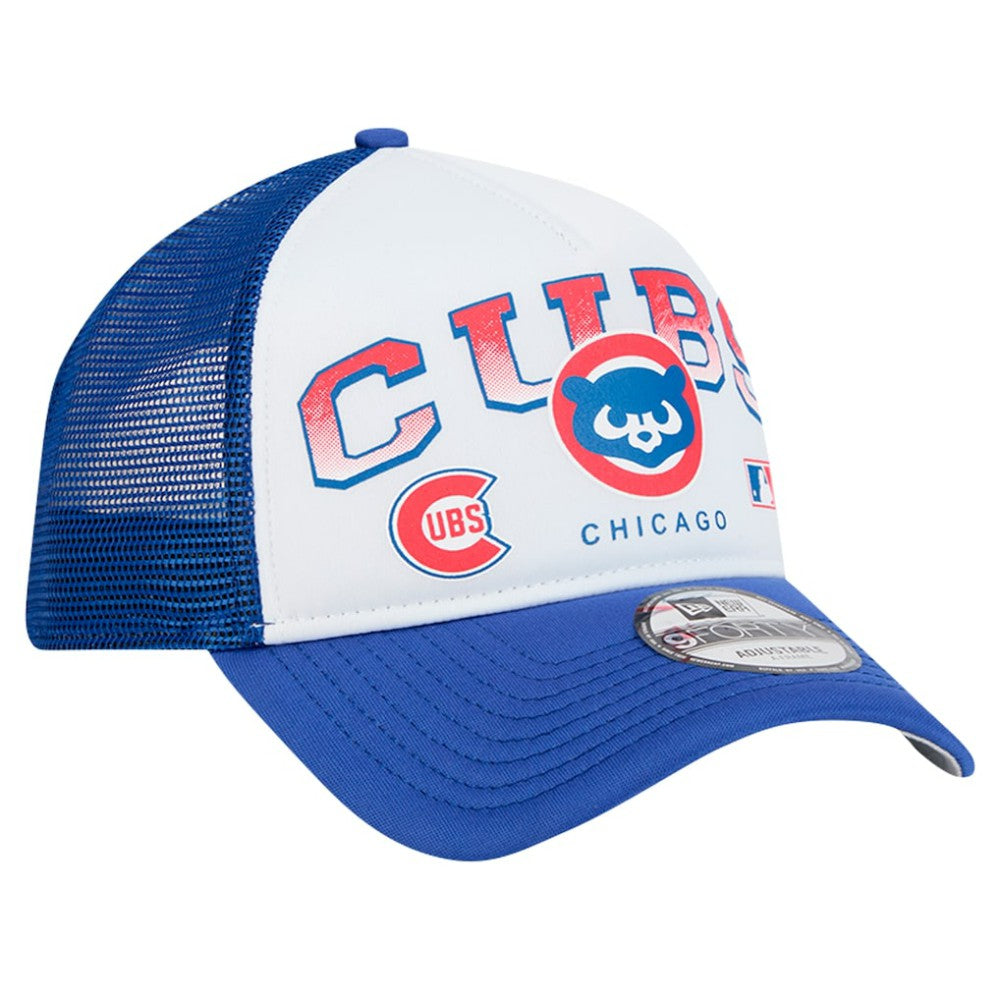 White Chicago Cubs New Era Retro Wordmark 9FORTY A-Frame Trucker Adjustable Hat
