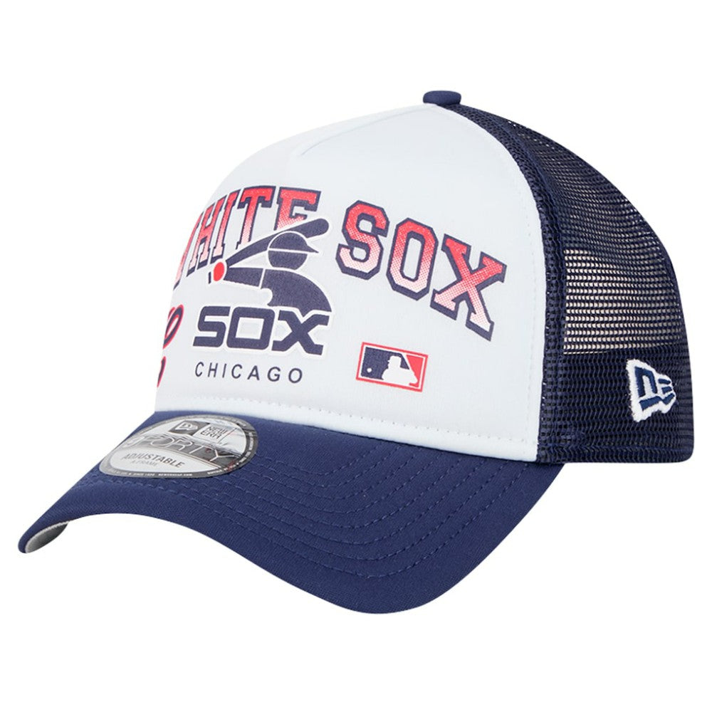 White Chicago White Sox New Era Retro Wordmark 9FORTY A-Frame Trucker Adjustable Hat