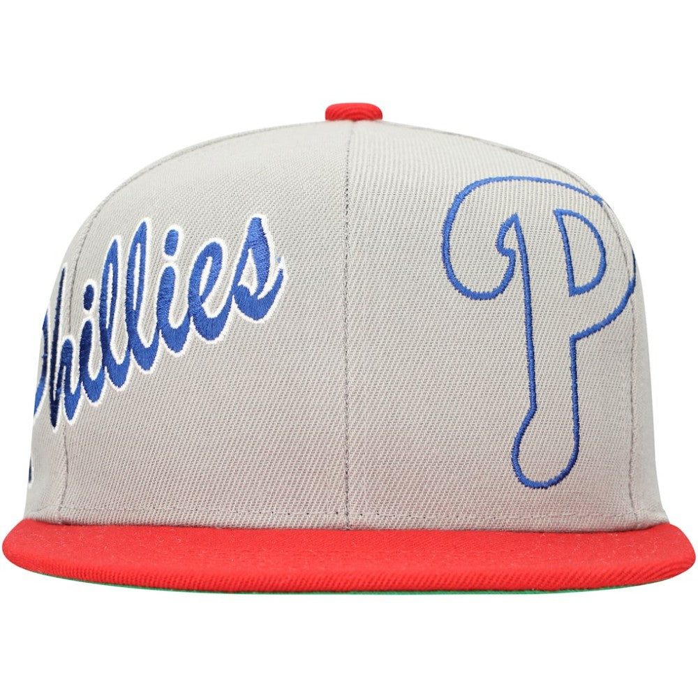 Gray Philadelphia Phillies Mitchell & Ness Knock Out Panel Snapback Hat