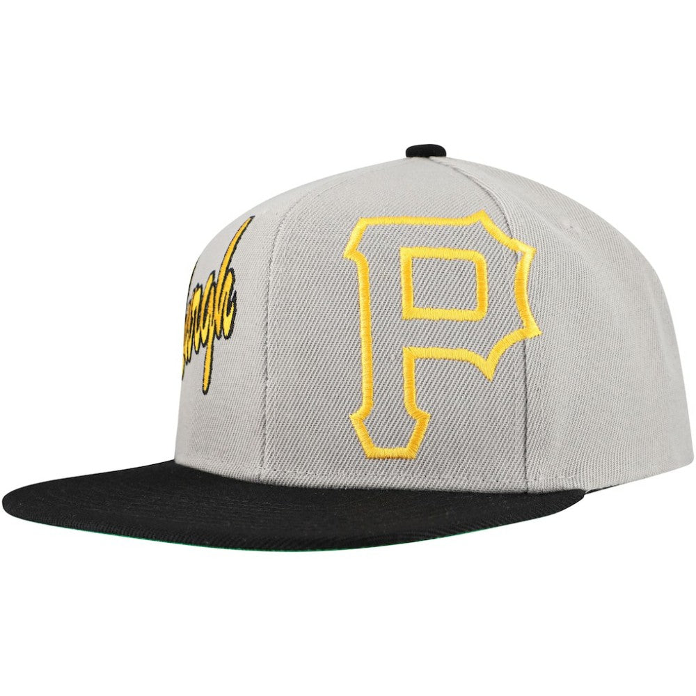 Gray Pittsburgh Pirates Mitchell & Ness Knock Out Panel Snapback Hat