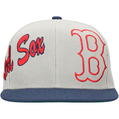 Gray Boston Red Sox Mitchell & Ness Knock Out Panel Snapback Hat