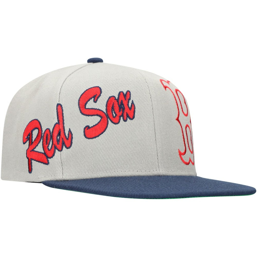 Gray Boston Red Sox Mitchell & Ness Knock Out Panel Snapback Hat