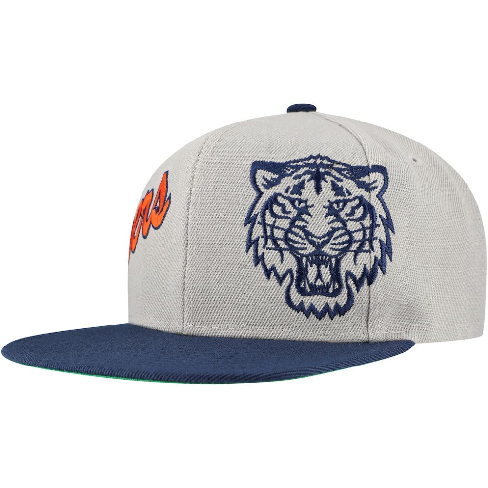 Gray Detroit Tigers Mitchell & Ness Knock Out Panel Snapback Hat