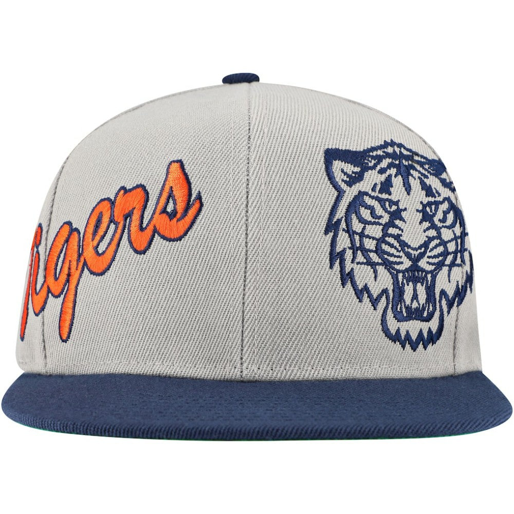 Gray Detroit Tigers Mitchell & Ness Knock Out Panel Snapback Hat
