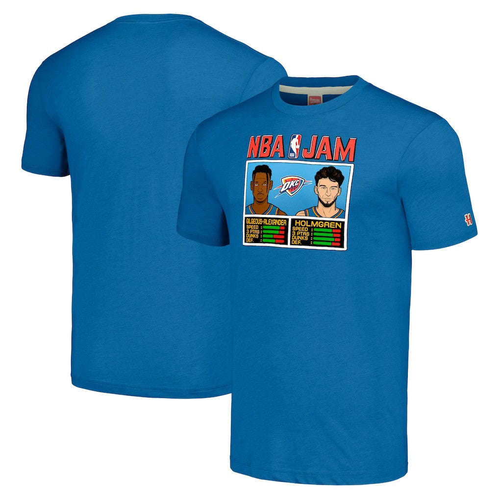 Shai Gilgeous-Alexander & Chet Holmgren Oklahoma City Thunder Homage Unisex NBA Jam Tri-Blend T-Shirt