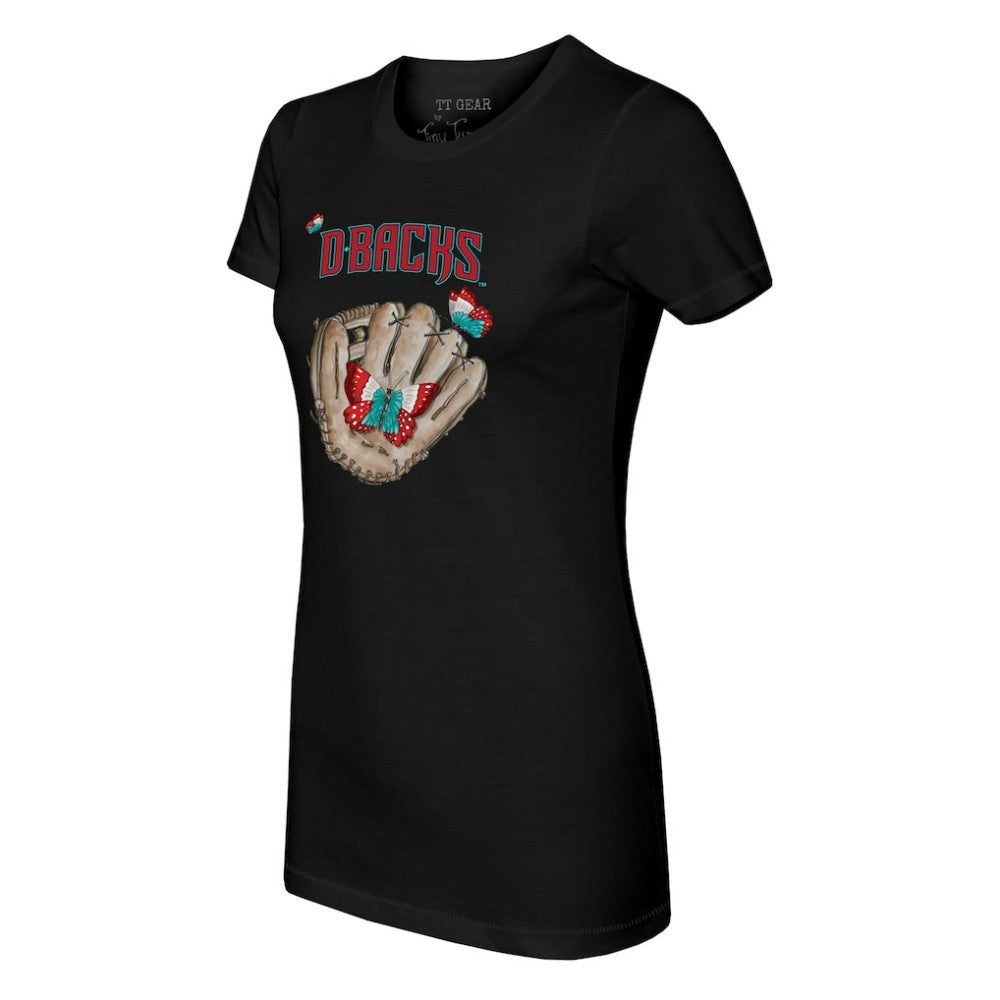 Black Arizona Diamondbacks Tiny Turnip Women's Butterfly Glove T-Shirt