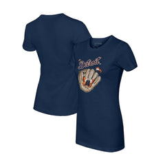 Navy Detroit Tigers Tiny Turnip Women's Butterfly Glove T-Shirt