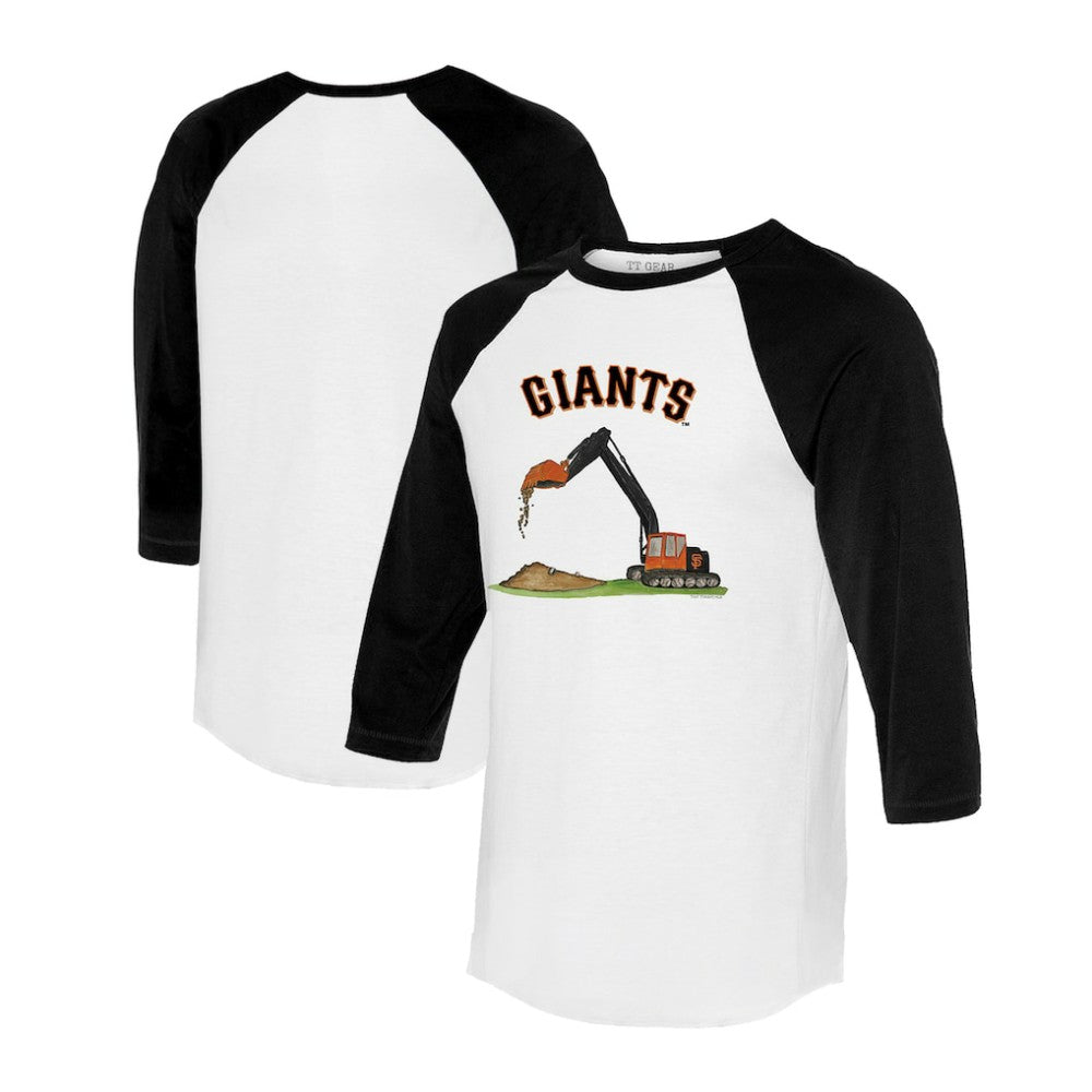 White/Black San Francisco Giants Tiny Turnip Unisex Excavator 3/4-Sleeve Raglan T-Shirt