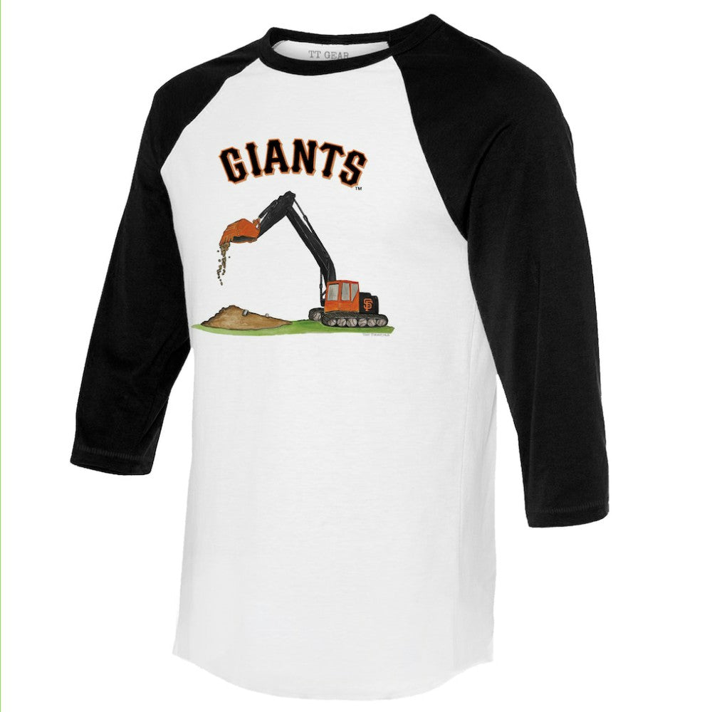 White/Black San Francisco Giants Tiny Turnip Unisex Excavator 3/4-Sleeve Raglan T-Shirt