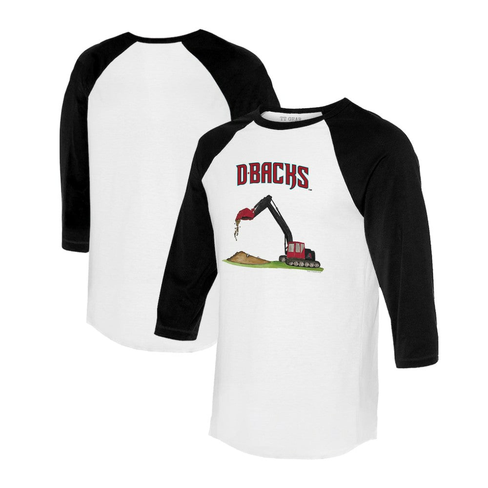 White/Black Arizona Diamondbacks Tiny Turnip Unisex Excavator 3/4-Sleeve Raglan T-Shirt