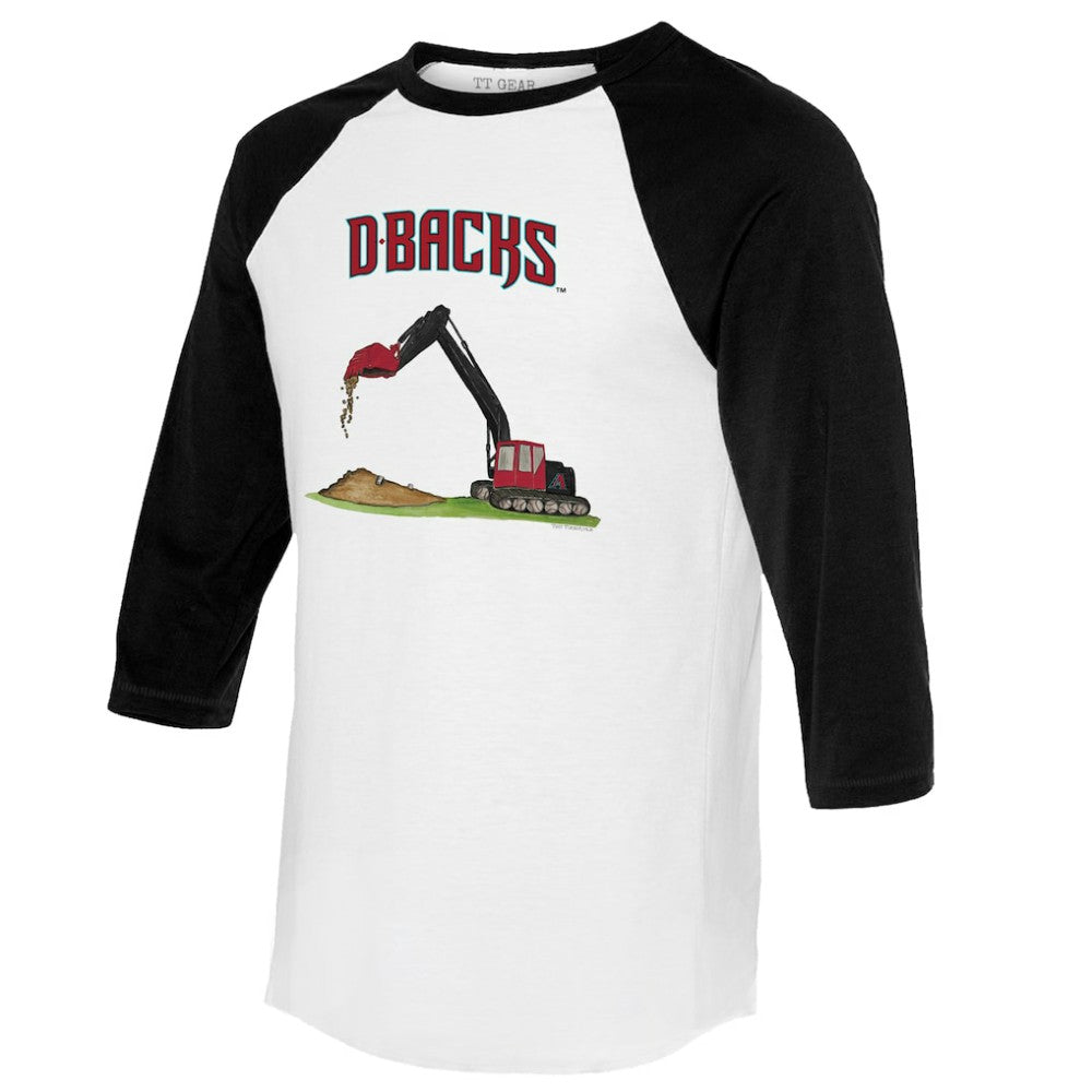 White/Black Arizona Diamondbacks Tiny Turnip Unisex Excavator 3/4-Sleeve Raglan T-Shirt