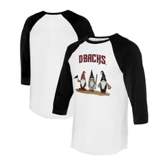 White/Black Arizona Diamondbacks Tiny Turnip Unisex Gnomes 3/4-Sleeve Raglan T-Shirt