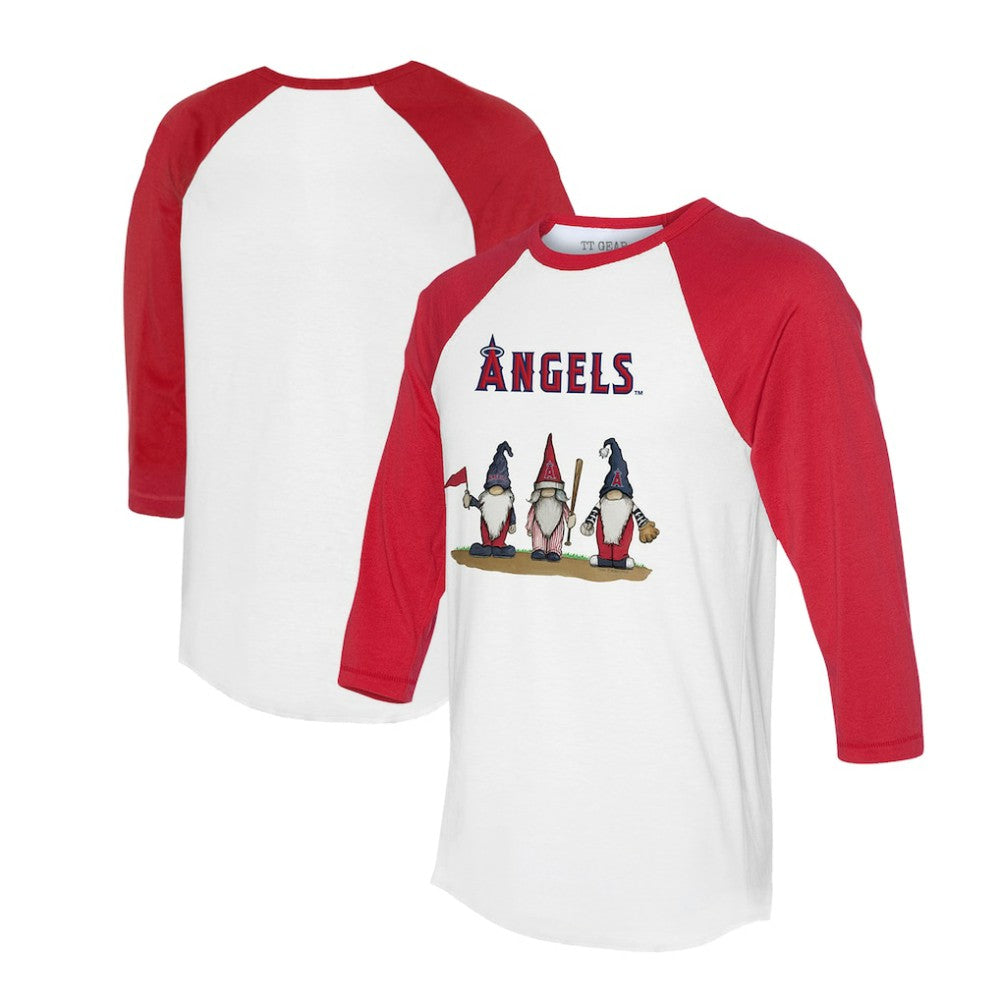White/Red Los Angeles Angels Tiny Turnip Unisex Gnomes 3/4-Sleeve Raglan T-Shirt