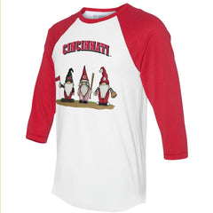White/Red Cincinnati Reds Tiny Turnip Unisex Gnomes 3/4-Sleeve Raglan T-Shirt