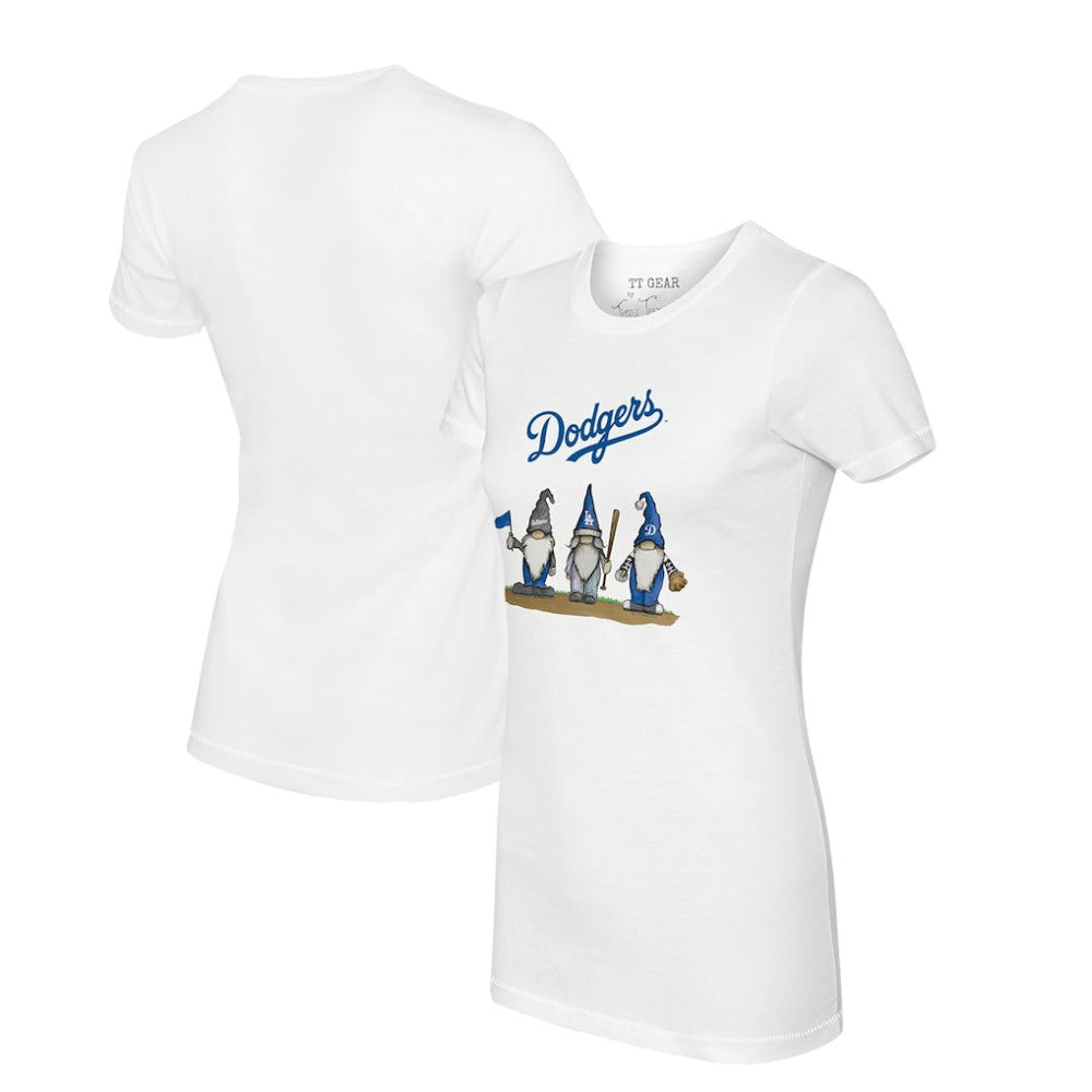White Los Angeles Dodgers Tiny Turnip Women's Gnomes T-Shirt