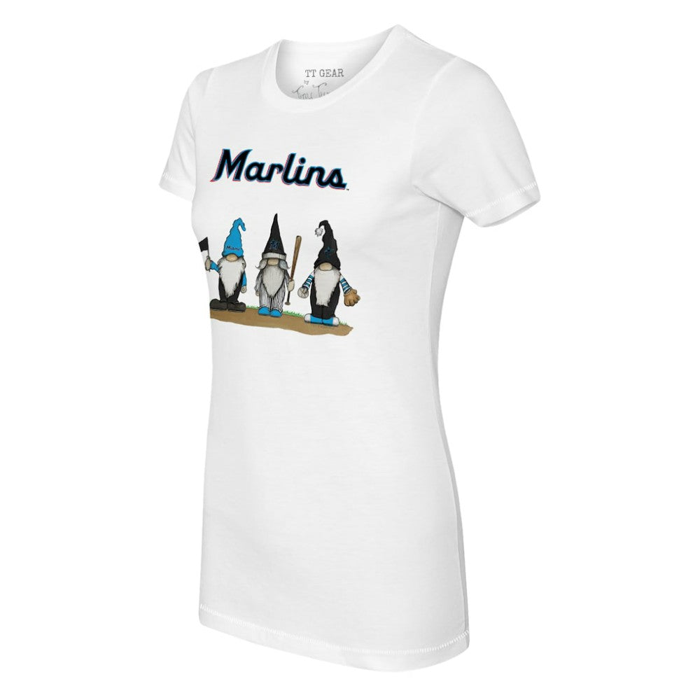 White Miami Marlins Tiny Turnip Women's Gnomes T-Shirt