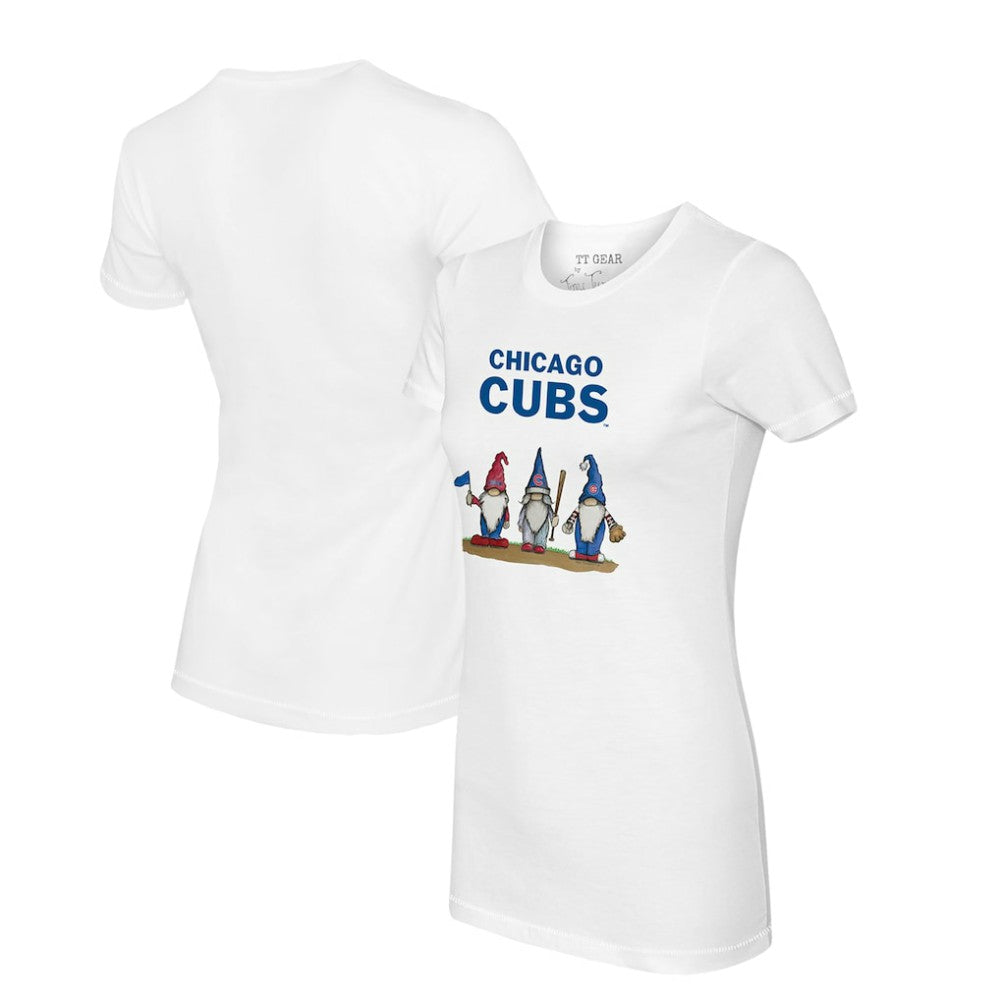 White Chicago Cubs Tiny Turnip Women's Gnomes T-Shirt