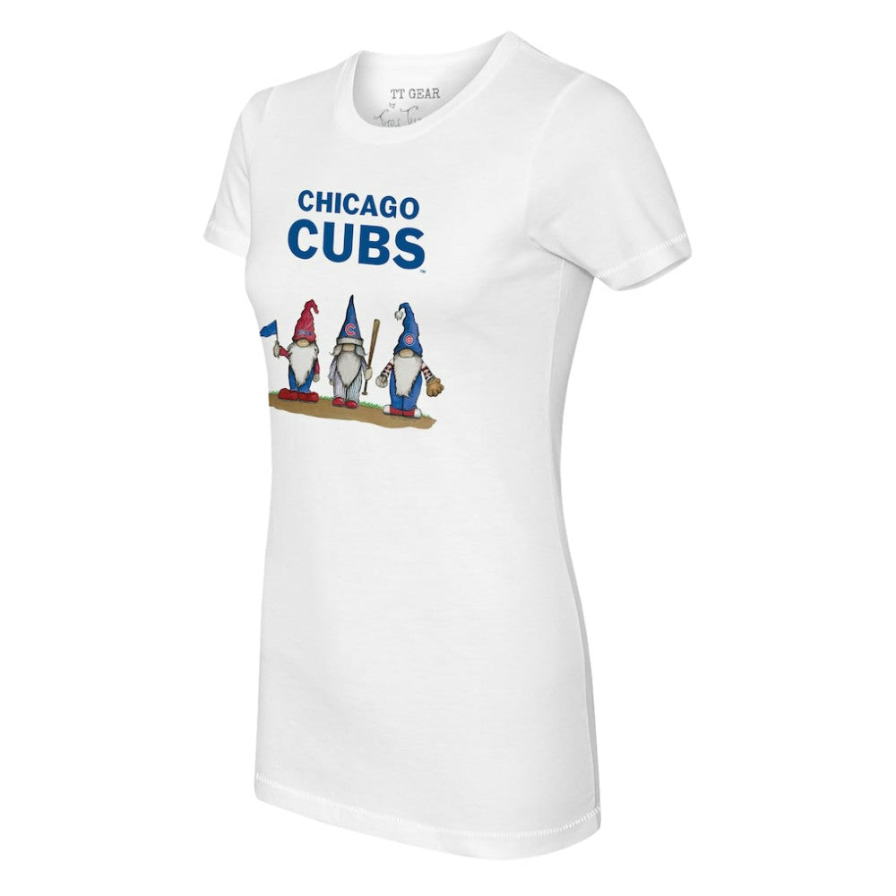 White Chicago Cubs Tiny Turnip Women's Gnomes T-Shirt