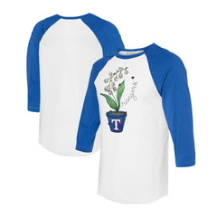 White/Royal Texas Rangers Tiny Turnip Unisex Lilies & Ladybugs 3/4-Sleeve Raglan T-Shirt