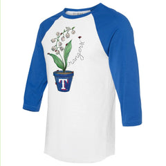 White/Royal Texas Rangers Tiny Turnip Unisex Lilies & Ladybugs 3/4-Sleeve Raglan T-Shirt