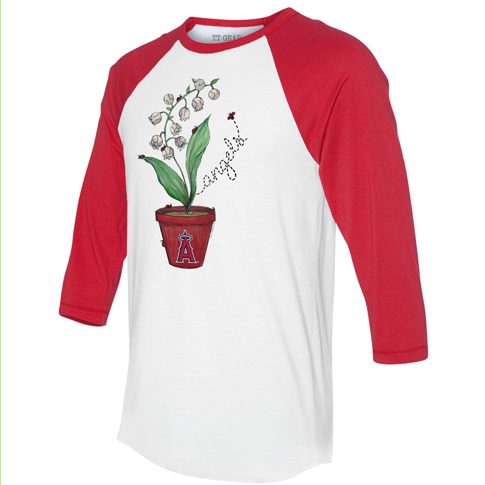White/Red Los Angeles Angels Tiny Turnip Unisex Lilies & Ladybugs 3/4-Sleeve Raglan T-Shirt