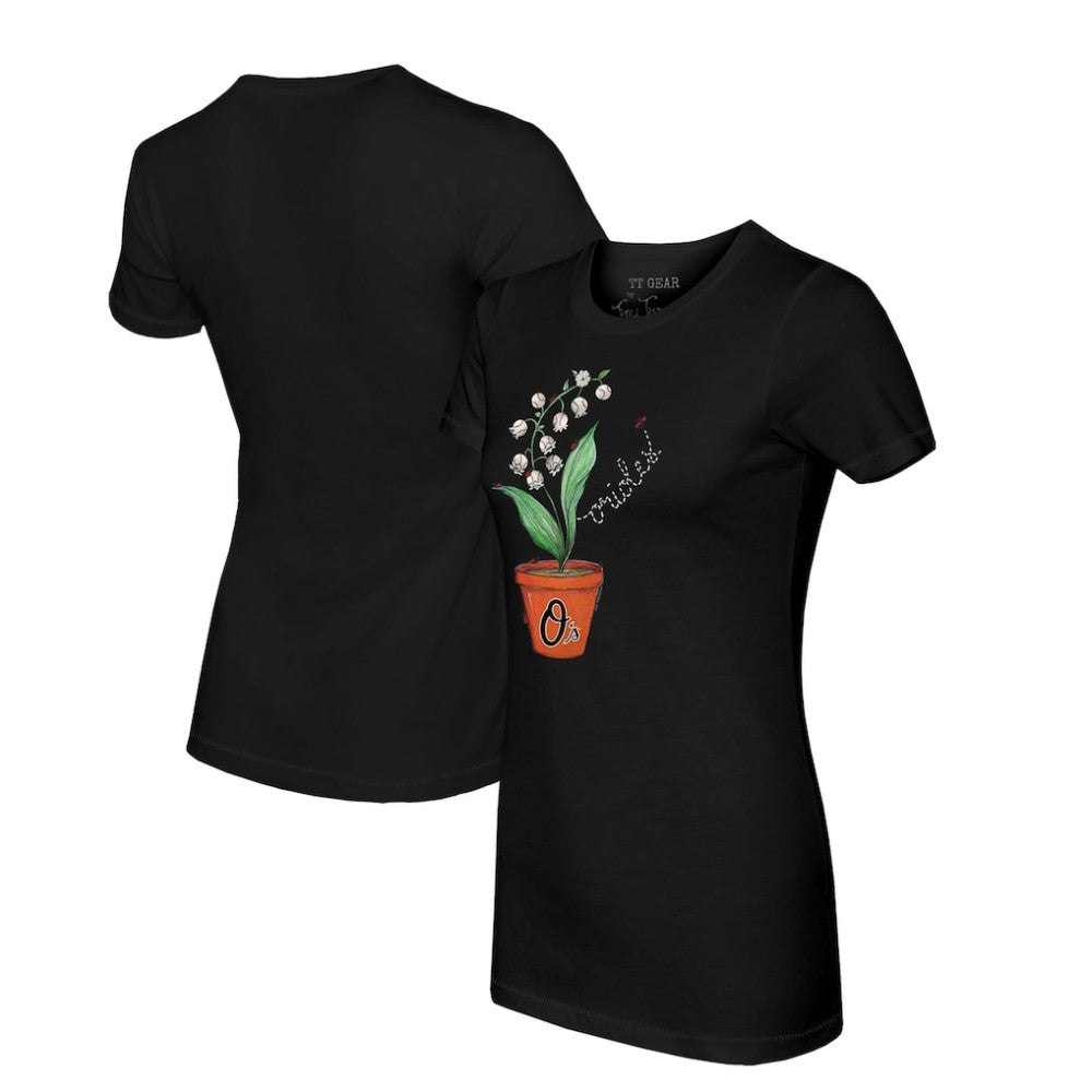 Black Baltimore Orioles Tiny Turnip Women's Lilies & Ladybugs T-Shirt
