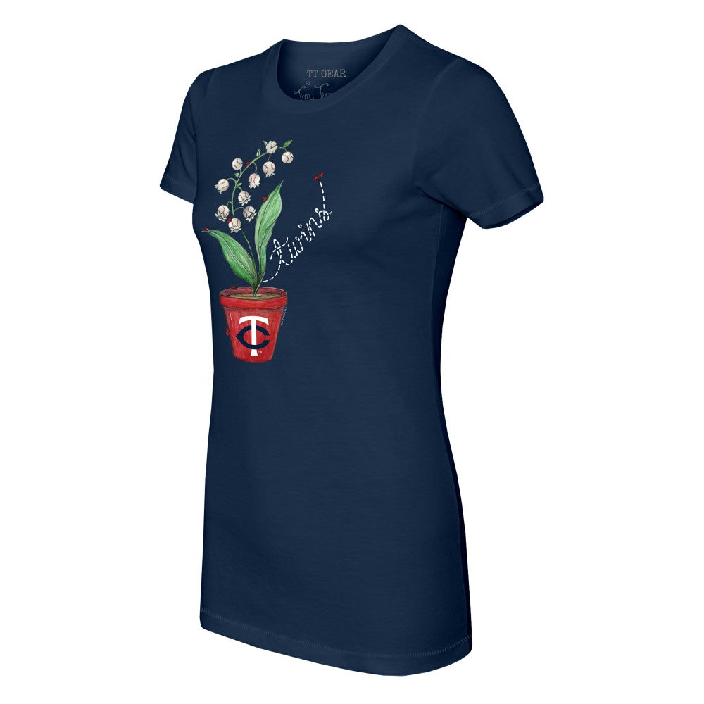 Navy Minnesota Twins Tiny Turnip Women's Lilies & Ladybugs T-Shirt