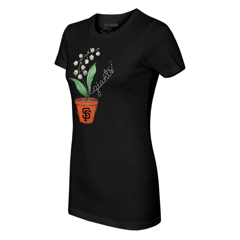 Black San Francisco Giants Tiny Turnip Women's Lilies & Ladybugs T-Shirt