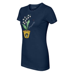 Navy Milwaukee Brewers Tiny Turnip Women's Lilies & Ladybugs T-Shirt