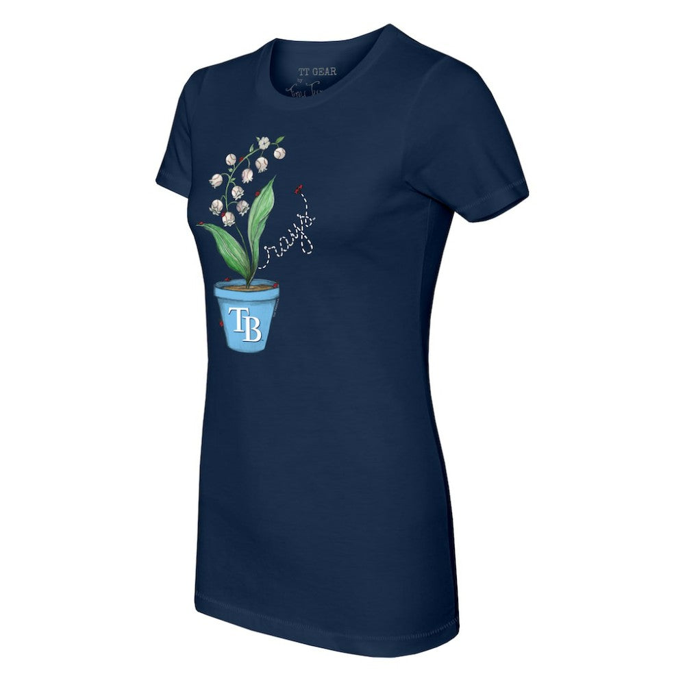 Navy Tampa Bay Rays Tiny Turnip Women's Lilies & Ladybugs T-Shirt