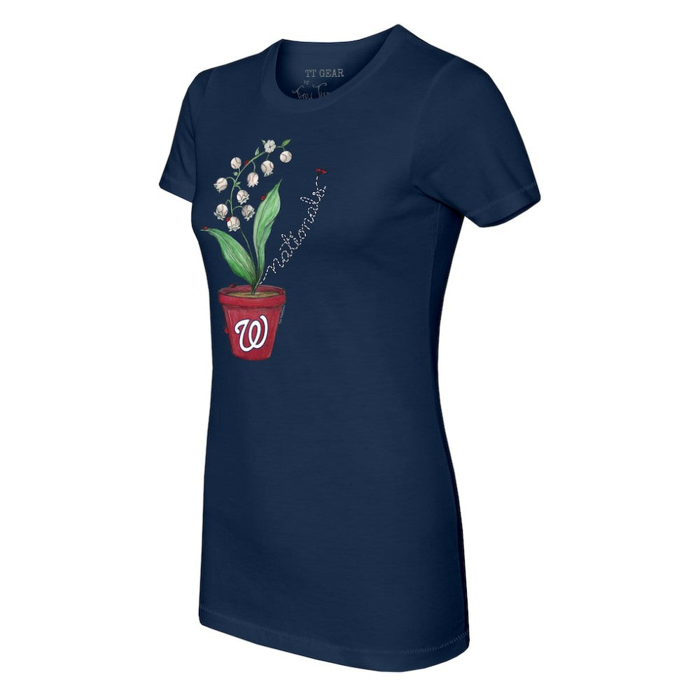 Navy Washington Nationals Tiny Turnip Women's Lilies & Ladybugs T-Shirt