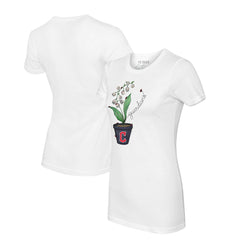 White Cleveland Guardians Tiny Turnip Women's Lilies & Ladybugs T-Shirt